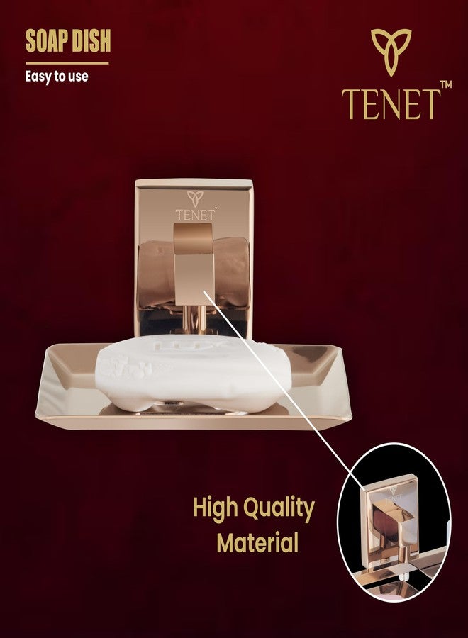 TENET Stainless Steel Soap Dish Soap Holder Soap Tray | Wall Mounted Soap Stand Basket Plate Case Shelf Organizer | Rust Proof Bathroom Accessories | Rose Gold | 1 Year Warranty - Image 4